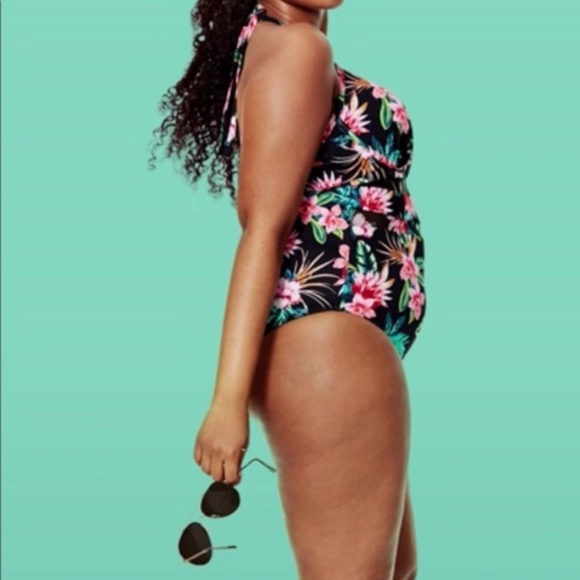 Shade And Shore Swim Plus Size One Piece Tropical Swimsuit 38ddd 